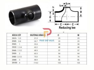 Kích thước tiêu chuẩn tê giảm hàn