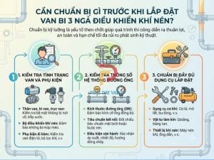 Cần chuẩn bị gì trước khi lắp đặt van bi 3 ngả điều khiển khí nén